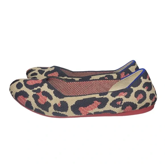 Rothys the flat red cat size 10.5 woman round toe flat shoes GUC Animal print - Picture 4 of 10